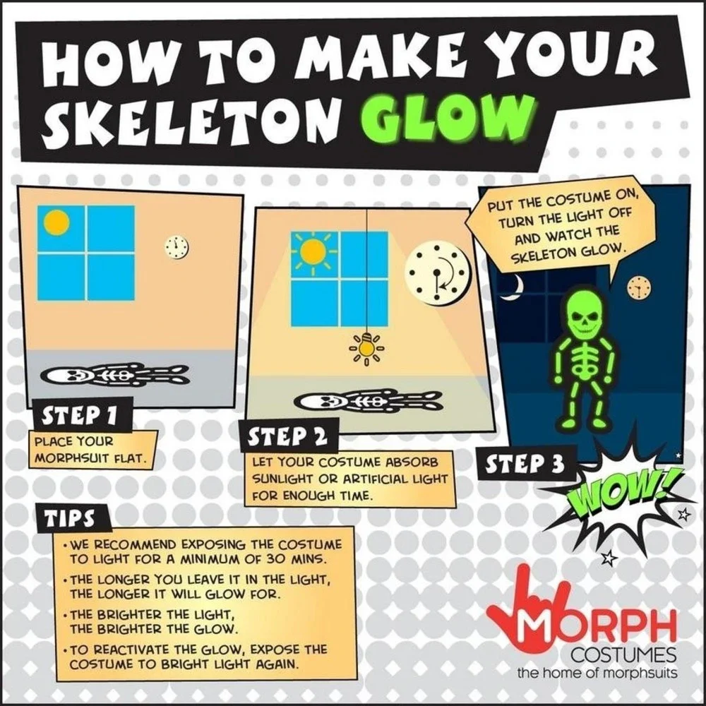 Kids Glow in Dark Skeleton Boys Girls Halloween Skin Suit Costume SMALL size